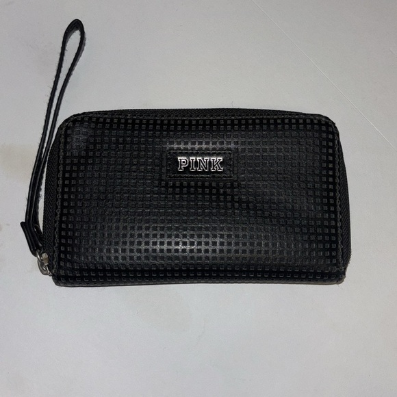 PINK BY VICTORIA SECRET Black Perforated Wallet/Wristlet Small and Chic - Picture 1 of 6